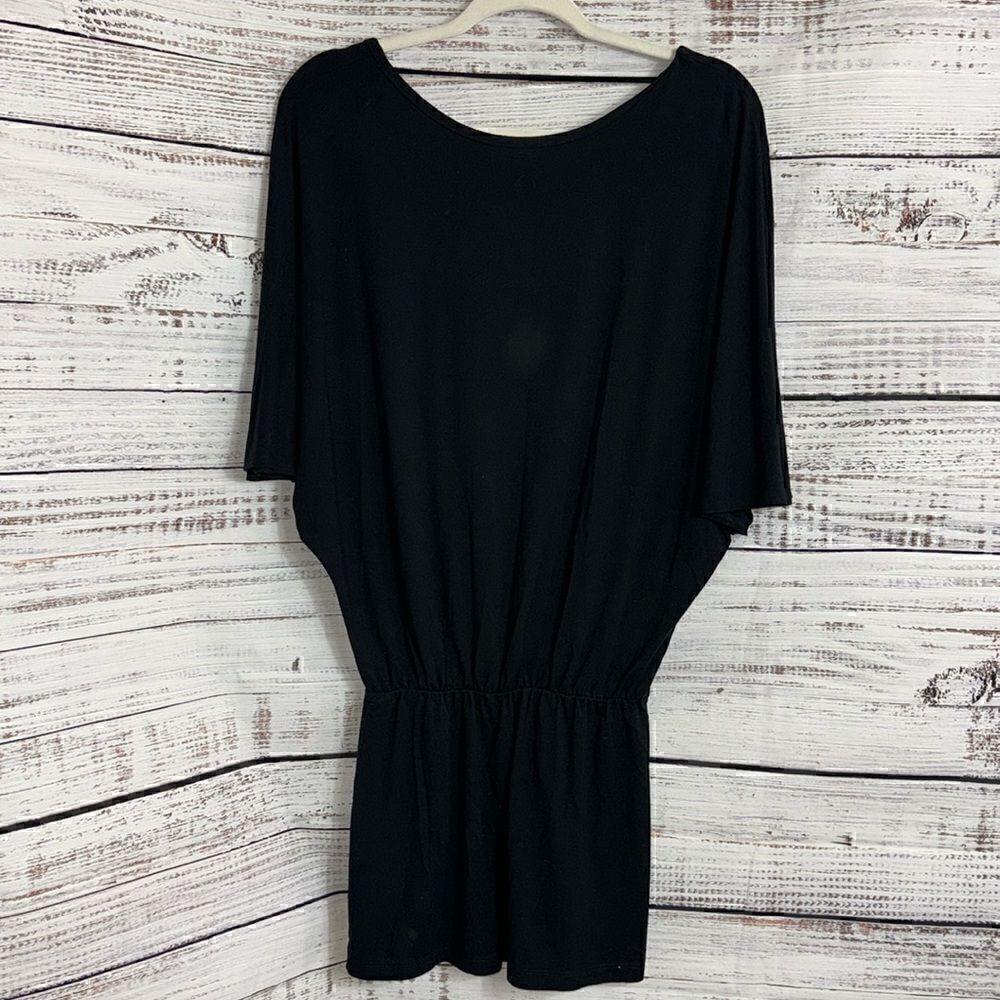 Beyond yoga Dress Womens Sz XS Dolman Sleeve‎ Cover up mini Black Tunic Boxy